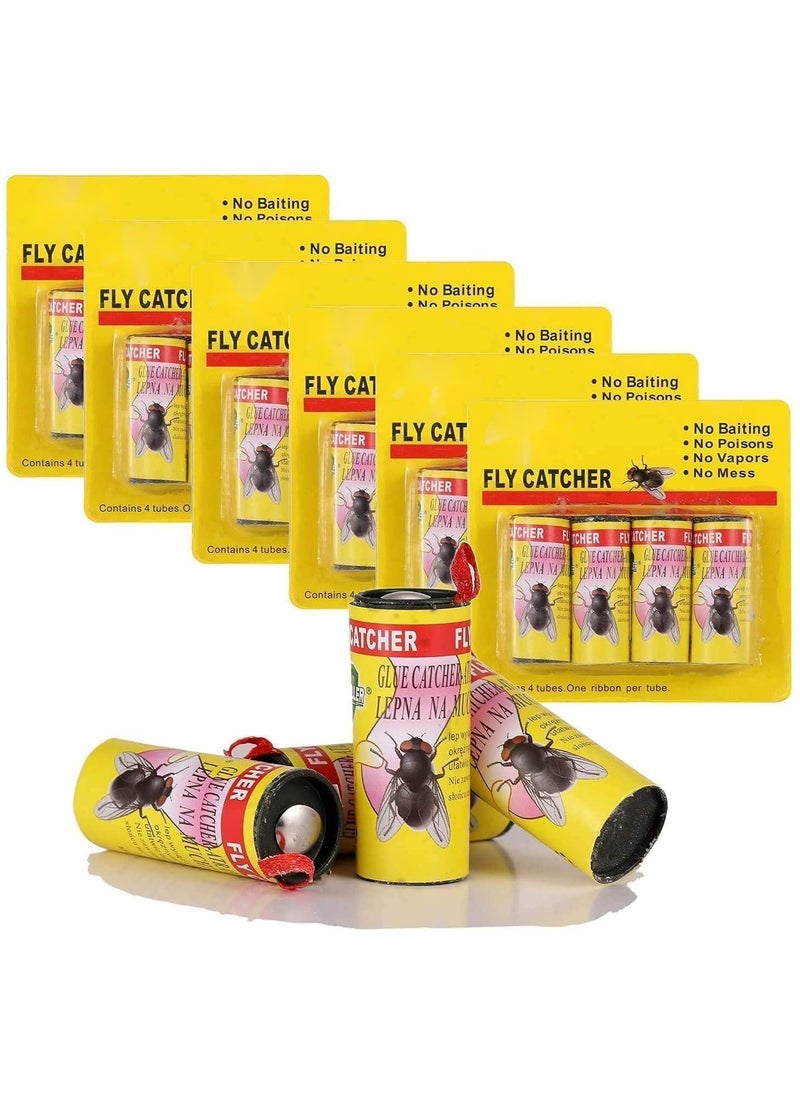 Excefore - 24 Pcs Fly Paper, Pesticide Free Fly Catchers Sticky Fly Strips Insect Flies Trap for Indoor or Outdoor Use - Image 1