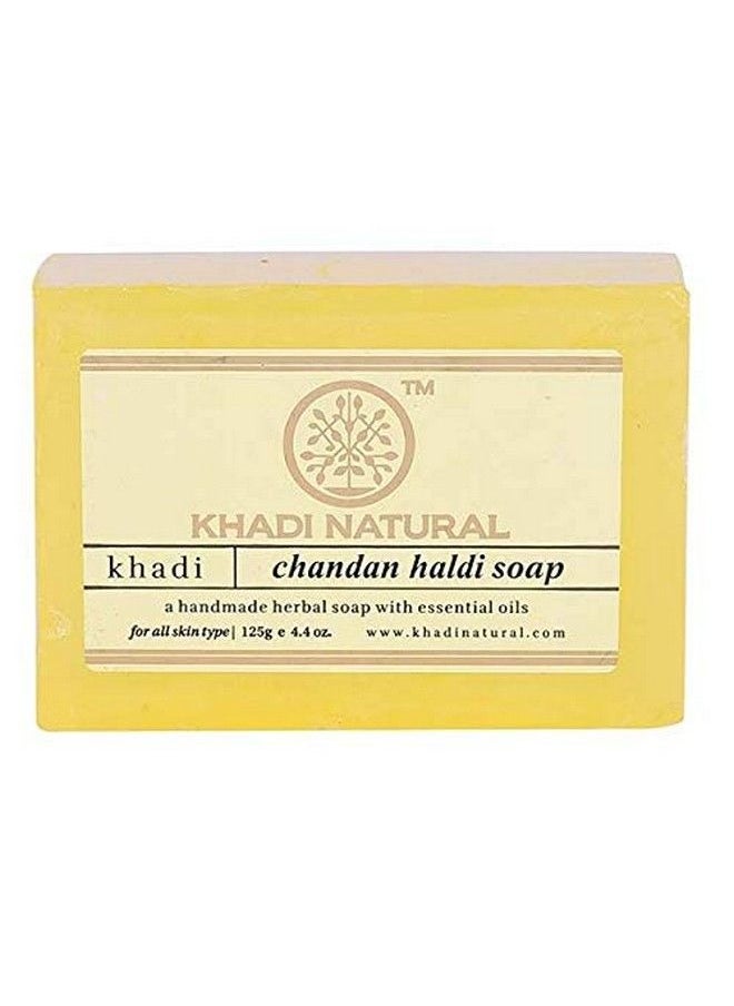 Khadi Natural Ayurvedic Handmade Bath Soap 125G Each Chandhan Haldi Soaps Pack Of 4  - Image 2