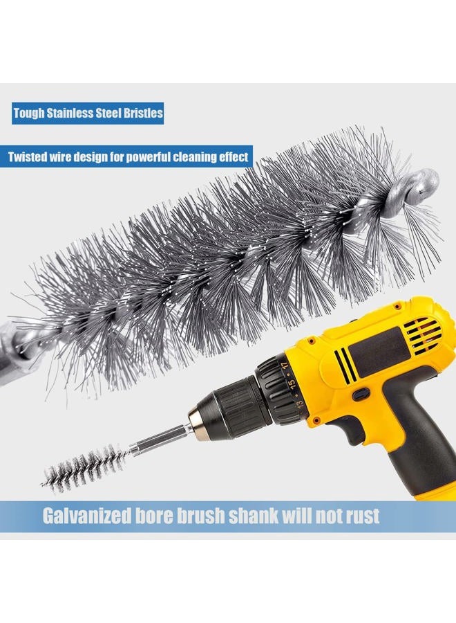 WENORA 10 Pack Bore Brush for Drill, Stainless Steel Bore Brush Drill, Stainless Steel Bore Cleaning Brush Set 1/4 Inch Hex Shank for Power Drill Impact Driver - Image 5
