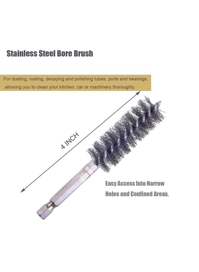 WENORA 10 Pack Bore Brush for Drill, Stainless Steel Bore Brush Drill, Stainless Steel Bore Cleaning Brush Set 1/4 Inch Hex Shank for Power Drill Impact Driver - Image 3
