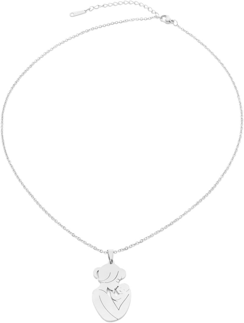 cheekyglo Mum Daughter Necklace Family Pendant Parents with A Child Necklace Jewelry Birthday for Mom Wife Daughter,White - Image 1