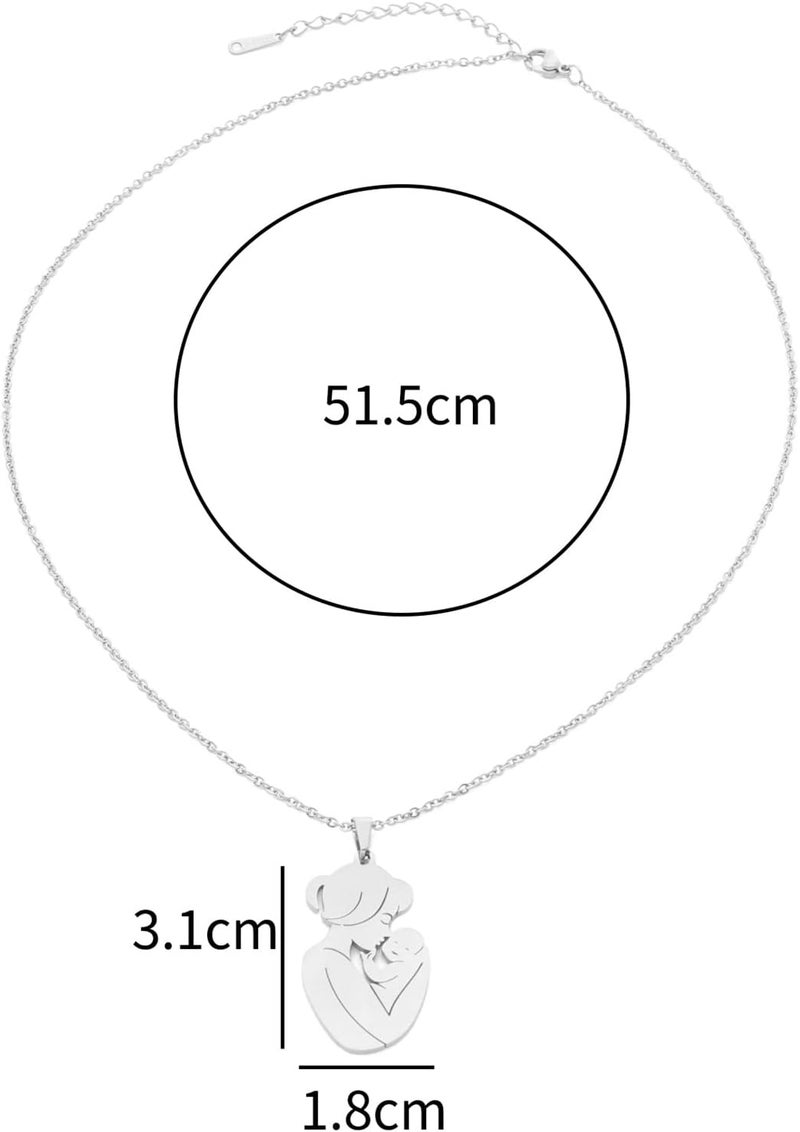cheekyglo Mum Daughter Necklace Family Pendant Parents with A Child Necklace Jewelry Birthday for Mom Wife Daughter,White - Image 3