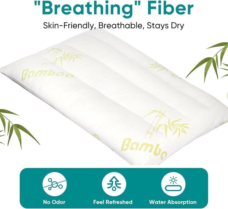 MINUPWELL Ultra Thin Pillows, Flat Pillows for Sleeping Thin, 7D High Support 2.5 inch Height Slim Bed Pillows for Stomach Sleeper, Standard Size -18x26 in - Rayon Derived from Bamboo - Image 2
