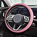 Tecledsn Car Steering Wheel Cover Universal 14515 Inch Pink Leather Steering Wheel Wrap with Better Sport Grip for Men Women AntiSlip Breathable Car Interior Accessories for Most Vehicles Pink2 - Image 2