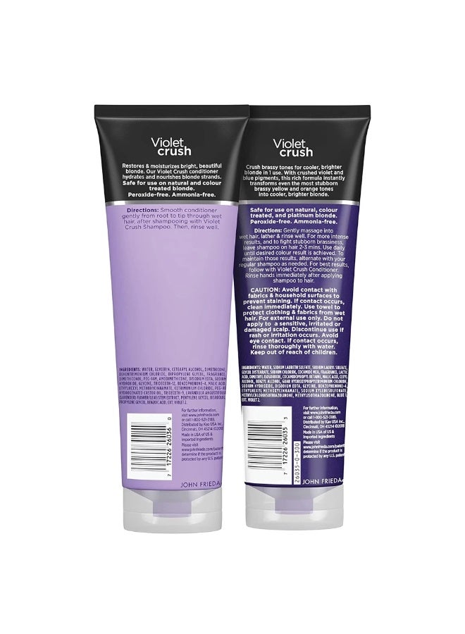 John Frieda Violet Crush Purple Shampoo and Conditioner Set for Blonde Hair Anti Brass Brightening Color Care Set - Image 4