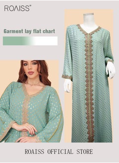 roaiss Women Luxury V-neck Polka Dots Robe Maxi Dresses Exclusive Styles Modern Stylish Abaya Middle East Arabic Banquet Wedding Party Dress Women's Festival Clothing  - Image 3