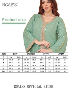 roaiss Women Luxury V-neck Polka Dots Robe Maxi Dresses Exclusive Styles Modern Stylish Abaya Middle East Arabic Banquet Wedding Party Dress Women's Festival Clothing  - Image 4