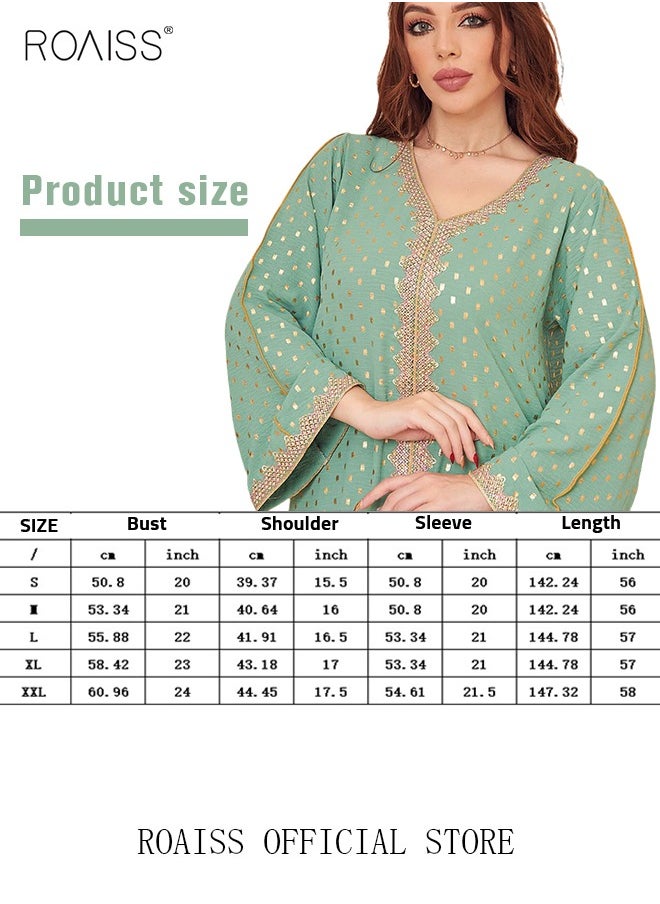 roaiss - Women Luxury V-neck Polka Dots Robe Maxi Dresses Exclusive Styles Modern Stylish Abaya Middle East Arabic Banquet Wedding Party Dress Women's Festival Clothing - Image 1