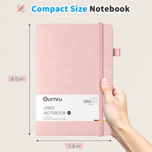 Oucaru Lined Journal Notebook, 4 Pack, 180 Pages, A5 Journals for Writing, 100 GSM Thick Paper, Small Notebooks Daily Journal for Women Men Work, Business, School, Travel Supplies - Image 2