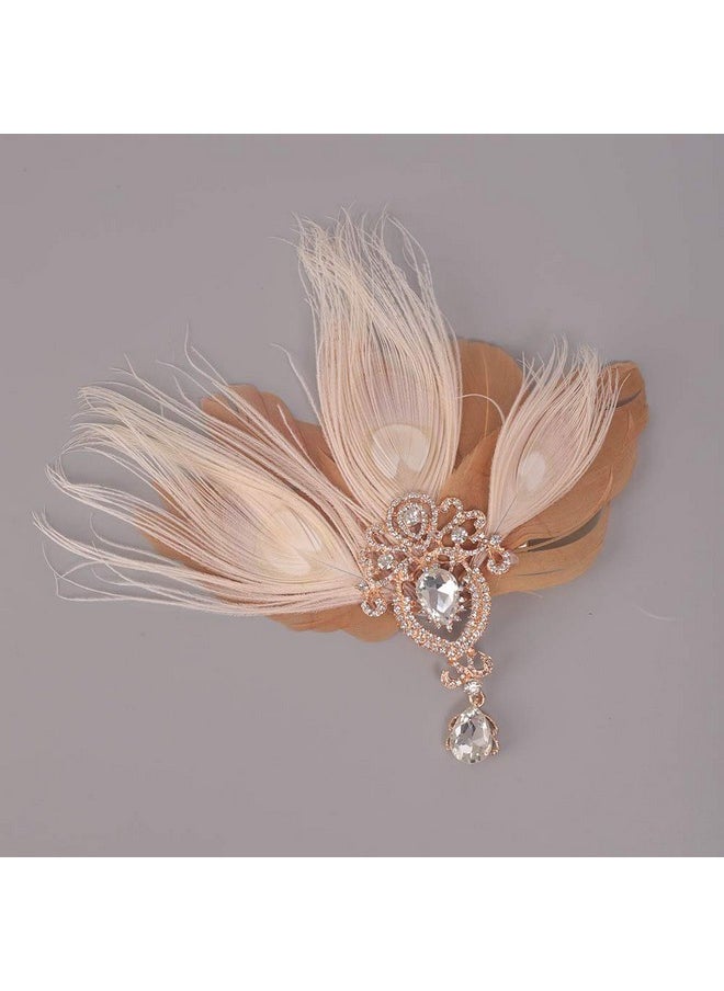 Aimimier - 1920S Great Gatsby Headpiece Flapper Feather Hair Clip Crystal Teardrop Roaring 20S Accessories Prom Party Festival Gatsby Hair Jewelry For Women And Girls - Image 1
