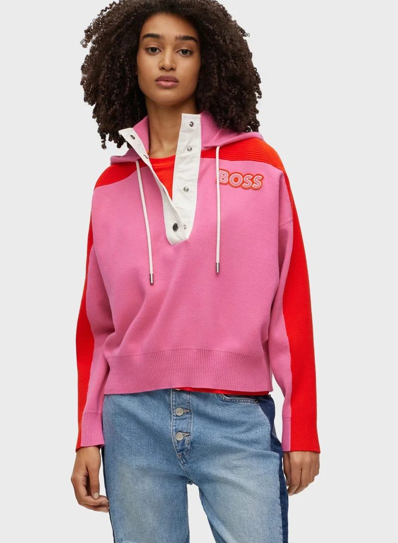 BOSS Color Block Knitted Hoodie