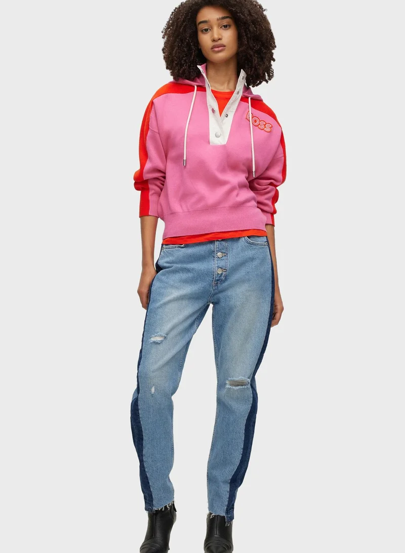 BOSS Color Block Knitted Hoodie