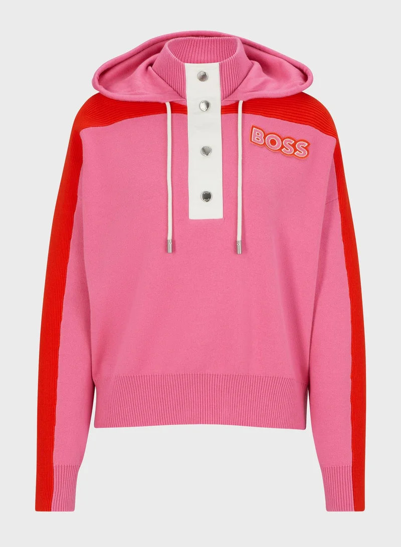 BOSS Color Block Knitted Hoodie