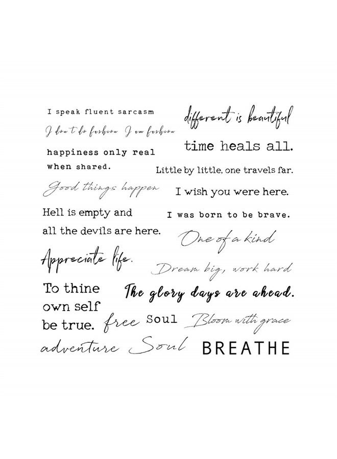 Everjoy تاتو مؤقت واقعي من إيفرجوي - 20 قطعة فردية، مقاوم للماء، كلمات ملهمة للبالغين، النساء (كلمات) - Image 1