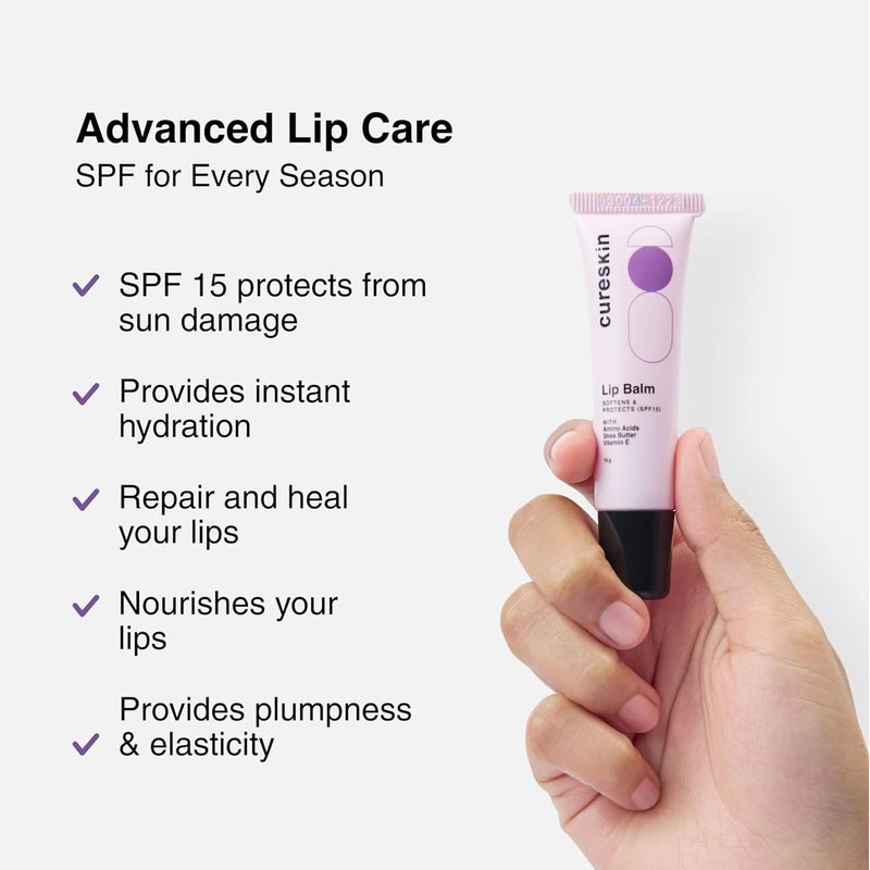Cureskin مرطب شفاه كيورسكين مع عامل حماية من الشمس 15، أحماض أمينية، زبدة الشيا وفيتامين E | العناية بالشفاه | مرطب شفاه مع عامل حماية من الشمس للنساء والرجال | مرطب تفتيح الشفاه للشفاه الداكنة | مرطب شفاه للشفاه الداكنة لتفتيحها - Image 3