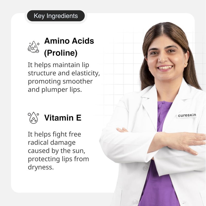Cureskin مرطب شفاه كيورسكين مع عامل حماية من الشمس 15، أحماض أمينية، زبدة الشيا وفيتامين E | العناية بالشفاه | مرطب شفاه مع عامل حماية من الشمس للنساء والرجال | مرطب تفتيح الشفاه للشفاه الداكنة | مرطب شفاه للشفاه الداكنة لتفتيحها - Image 4
