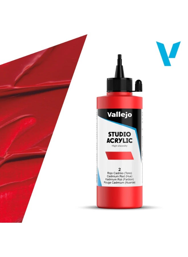 فاليجو طلاء أكريليك للفنانين 2 أحمر كادميوم (درجة اللون) 200 مل - درجة الاستوديو، معتم، مقاوم للضوء وغير سام
