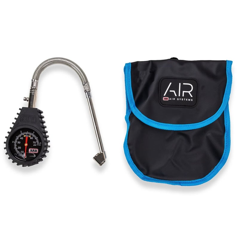 ARB Analogue Tyre Air Pressure Gauge - ARB506A Oil-Filled PSI/BAR Air Pressure Gauge with Protective Gauge & Storage Pouch for 4WD, Off-Road, SUV & Truck Air Compressors - Image 1