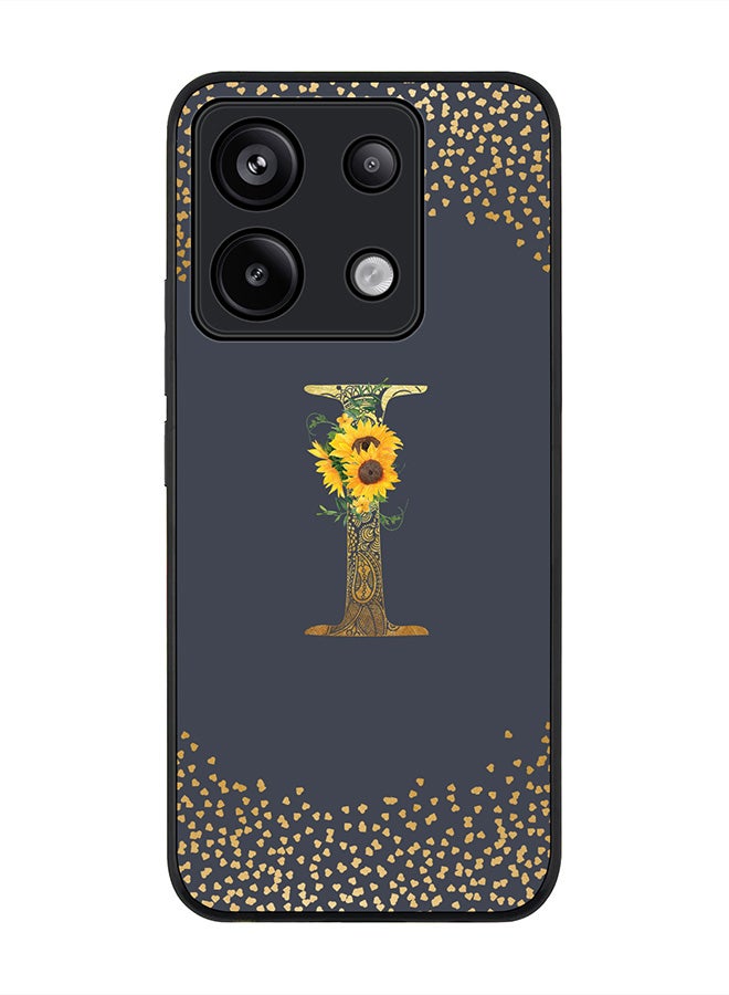 Stylizedd Rugged Black Edge Case for Xiaomi Redmi Note 13 Pro 5G Case Cover- Custom Monogram Initial Letter Mandala Floral Pattern Alphabet - I(Grey) - Image 1