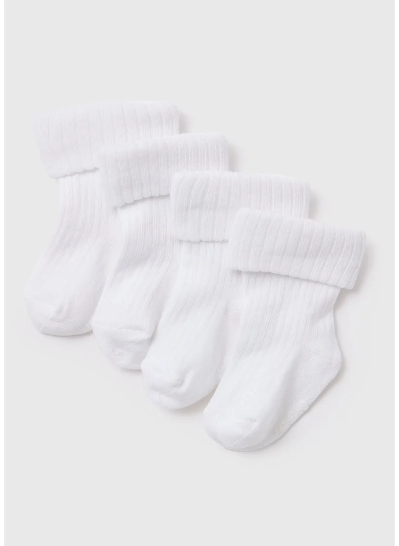 Matalan Baby 4 Pack White Ribbed Socks