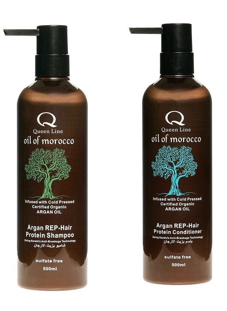 Queen Line Moroccan Argan Oil Sulfate Free Shampoo and Conditioner Set