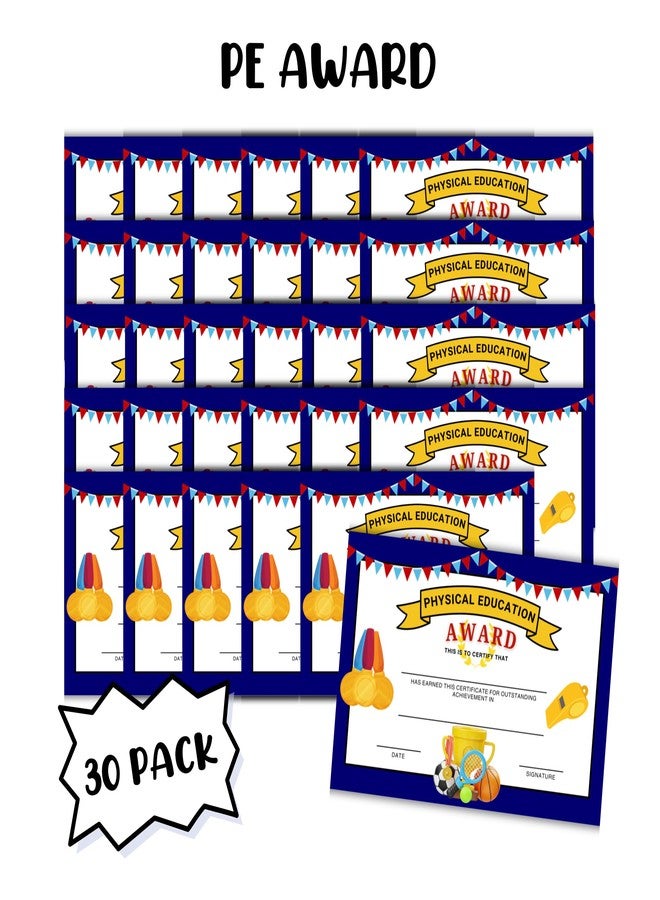 Lashicorn PE Award Physical Education Certificate 30pk 6x9” Sports End of Year Achievement Excellence in Sports School Teacher for Students - Image 2