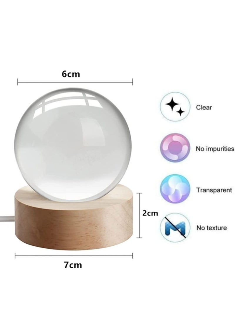 RATSAW 3D Crystal Ball Night Light Clear Galaxy LED Light with Wooden Base Glass Ball Ornaments Nightlight with Touch Switch LED Light Decorative Lamp Gifts for Home Desktop Decor - Image 5