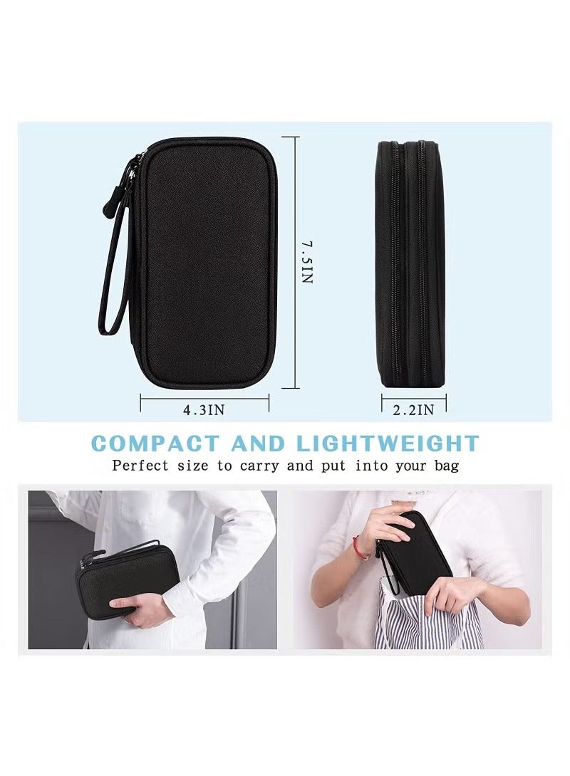 حقيبة الملحقات الإلكترونية، حقيبة تنظيم الأدوات الرقمية، حقيبة حمل لتخزين معدات السفر للكابل، USB، سماعات الأذن، محركات الأقراص الصلبة المحمولة، بنوك الطاقة، المحولات أو ملحقات الكاميرا أسود - Image 2