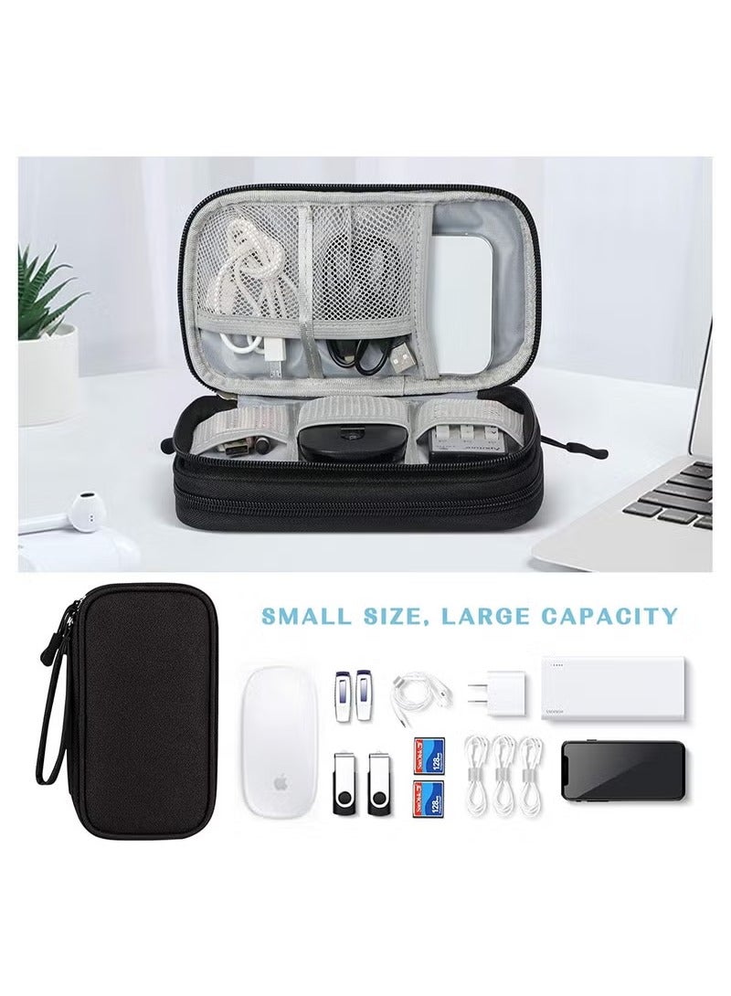 حقيبة الملحقات الإلكترونية، حقيبة تنظيم الأدوات الرقمية، حقيبة حمل لتخزين معدات السفر للكابل، USB، سماعات الأذن، محركات الأقراص الصلبة المحمولة، بنوك الطاقة، المحولات أو ملحقات الكاميرا أسود - Image 4