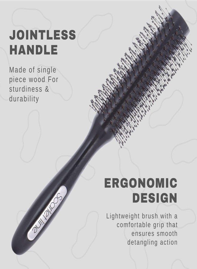 سكارليت لاين فرشاة شعر احترافية من خشب القيقب من سكارليت لاين، مضادة للكهرباء الساكنة، دائرية غير لامعة، بمقبض خشبي مانع للانزلاق، وشعيرات نايلون ناعمة ذات رؤوس كروية لتصفيف الشعر - Image 4