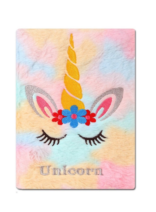 دفتر يوميات/دفتر ملاحظات شخصي من قماش الفرو الناعم بتصميم يونيكورن من جيادا - وردي - مناسب للجامعة/المدرسة - 80