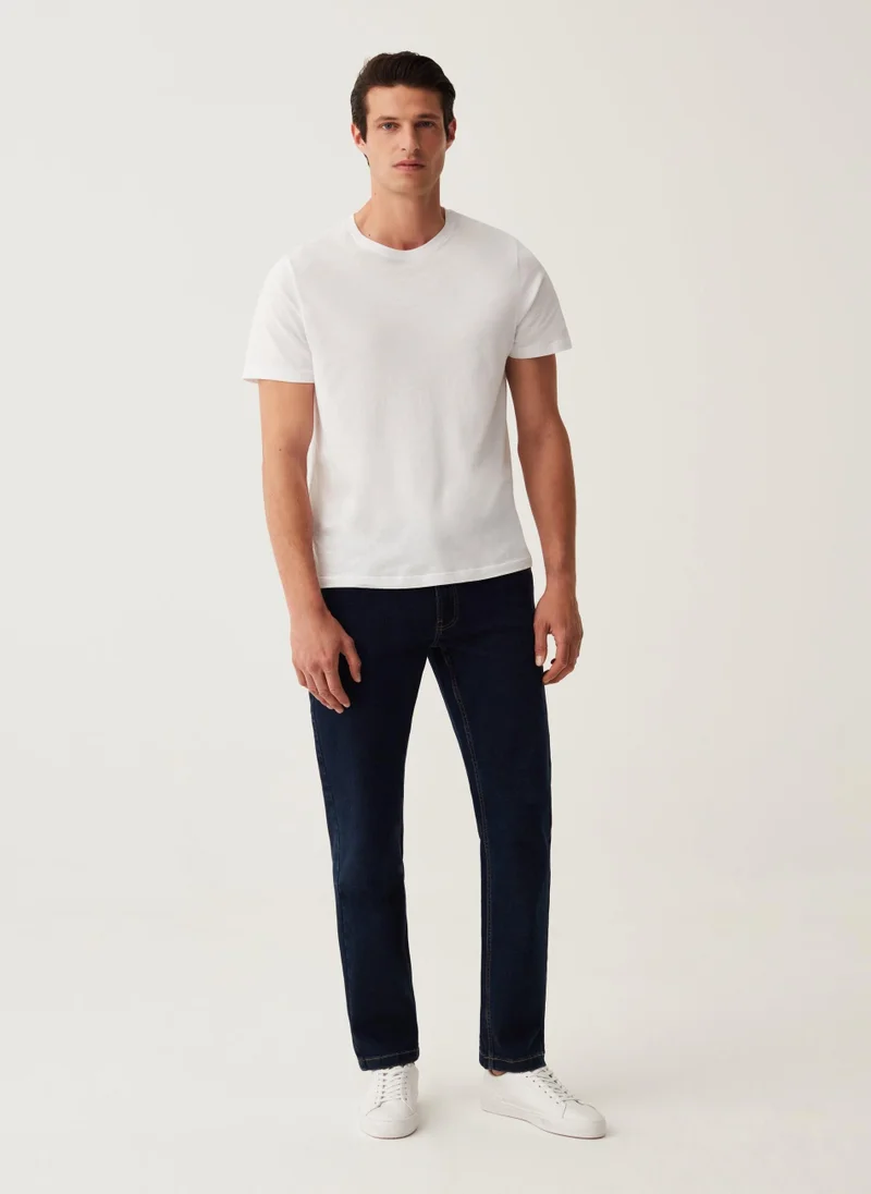 او في اس Regular-fit jeans with cross-hatch weave