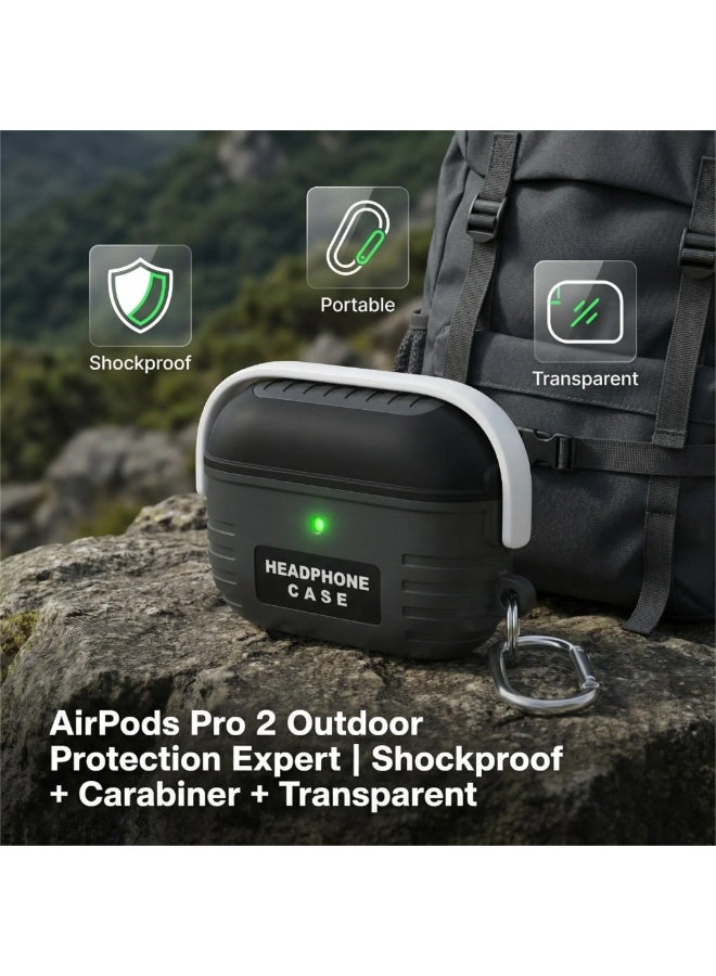 AirPods Pro 2 2nd Generation Case Cover, Creative Headset Secure Lock Design Protective Case with Keychain Compatible with Airpods Pro 2 2022 for Men and Women, Black - Image 5