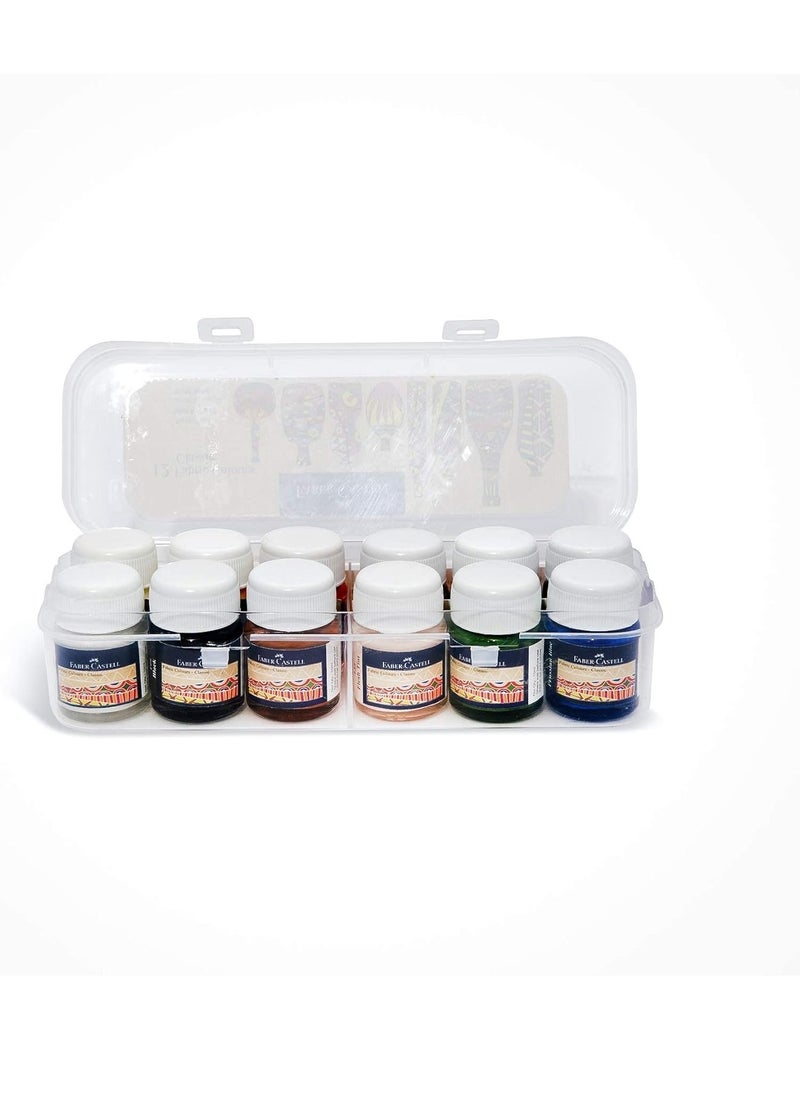 FABER-CASTELL - Faber-Castell Fabric Colors 12X10Ml In A Plastic Box - Image 1