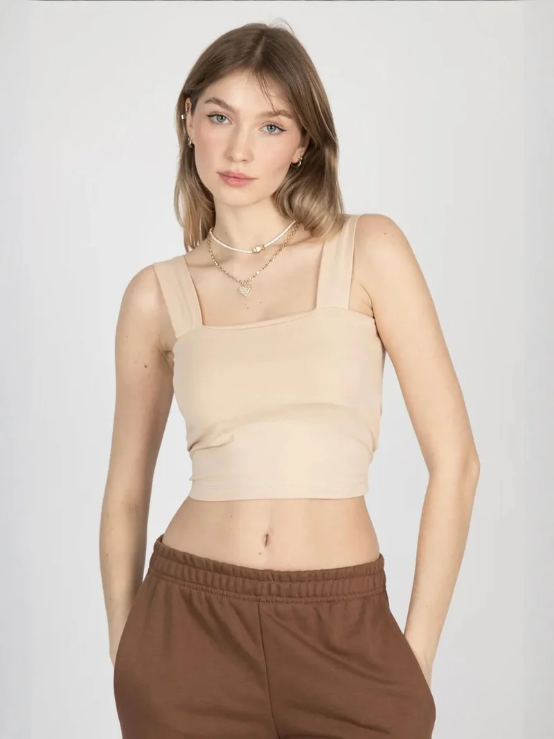 HICCUP Square Neck Basic Crop Top
