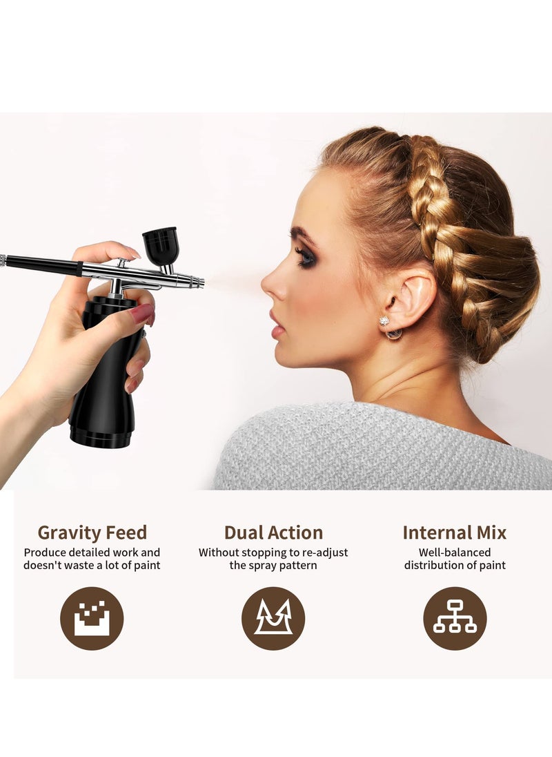 SYOSI - Airbrush Kit with Compressor, Portable Cordless Air Brush Gun Set for Painting 30PSI Gravity Feed Dual Action Mini Handheld Airbrush w/ 0.3mm Tip for Model, Nail, Cake Decorating, Rechargeable - Image 1
