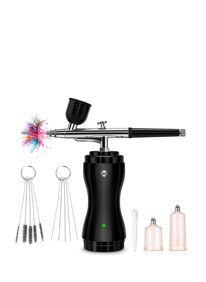 SYOSI - Airbrush Kit with Compressor, Portable Cordless Air Brush Gun Set for Painting 30PSI Gravity Feed Dual Action Mini Handheld Airbrush w/ 0.3mm Tip for Model, Nail, Cake Decorating, Rechargeable - Image 1