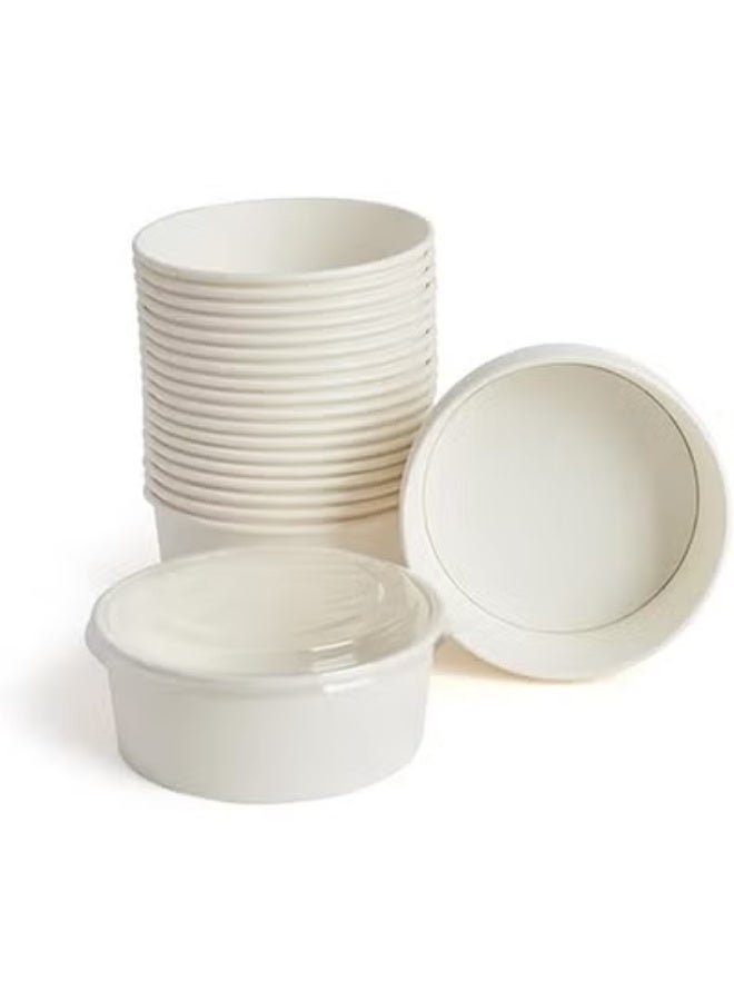 Ecoway Compostable Heavy Duty Made Of Paper - [26 Ounce - 750 Ml, Pack Of 50] Disposable Bowls Eco-Friendly Biodegradable Perfect For Salad, Soup, Dessert, Hot or Cold Use, White - Image 1