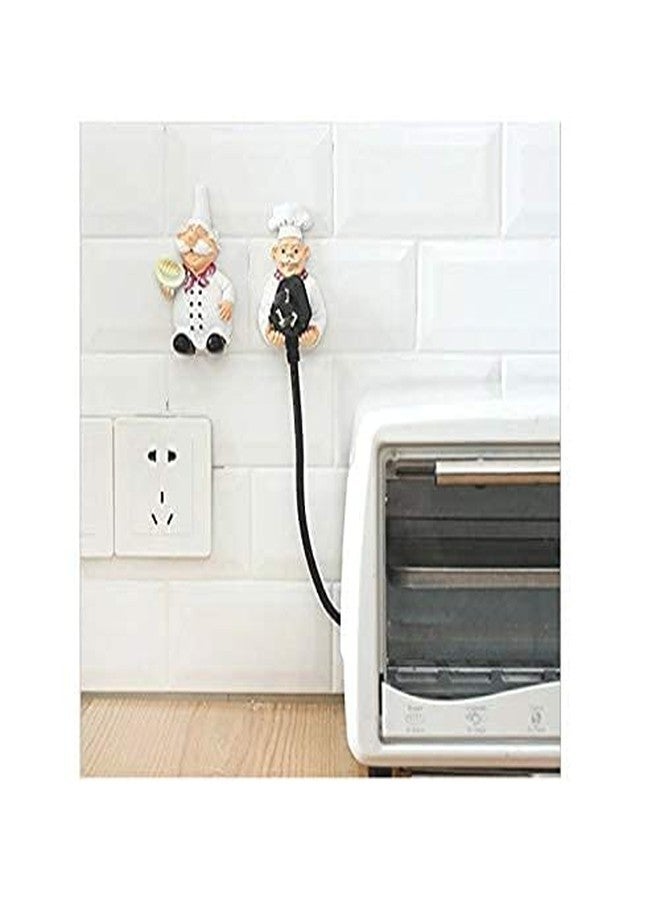 Ramashram Cook Fat Chef Mobile Power Plug Hook/Socket Holder Multicolor (Pack of 2), Resin (Use Strong Adhesive Tape to Stick The Holder on Wall) - Image 3