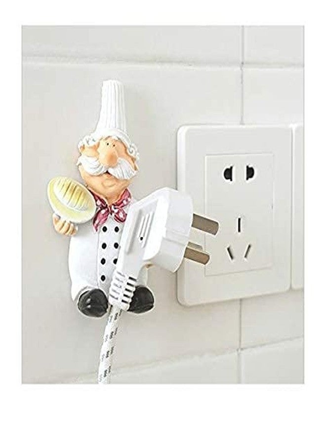 Ramashram Cook Fat Chef Mobile Power Plug Hook/Socket Holder Multicolor (Pack of 2), Resin (Use Strong Adhesive Tape to Stick The Holder on Wall) - Image 4