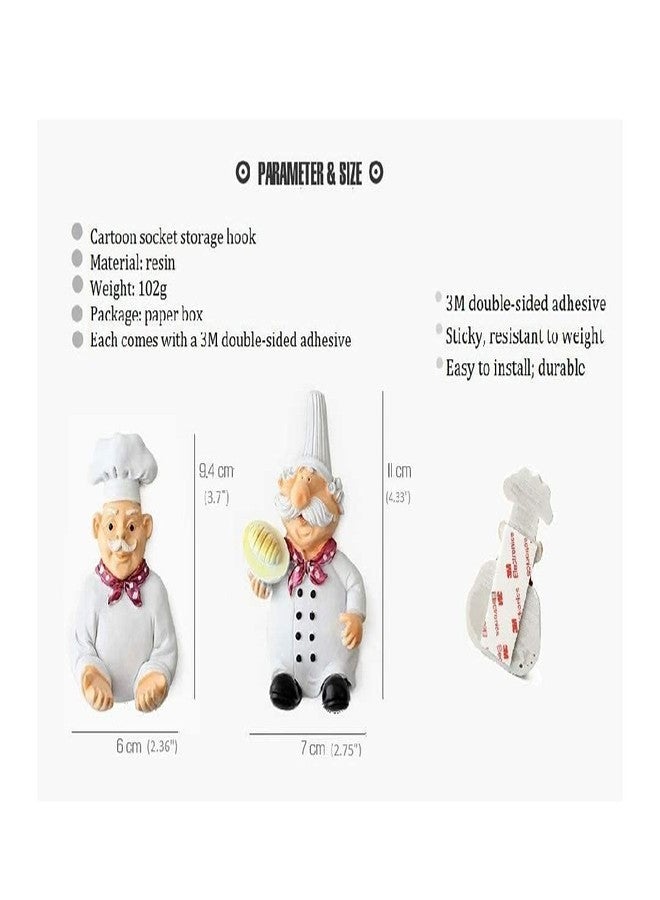 Ramashram Cook Fat Chef Mobile Power Plug Hook/Socket Holder Multicolor (Pack of 2), Resin (Use Strong Adhesive Tape to Stick The Holder on Wall) - Image 5