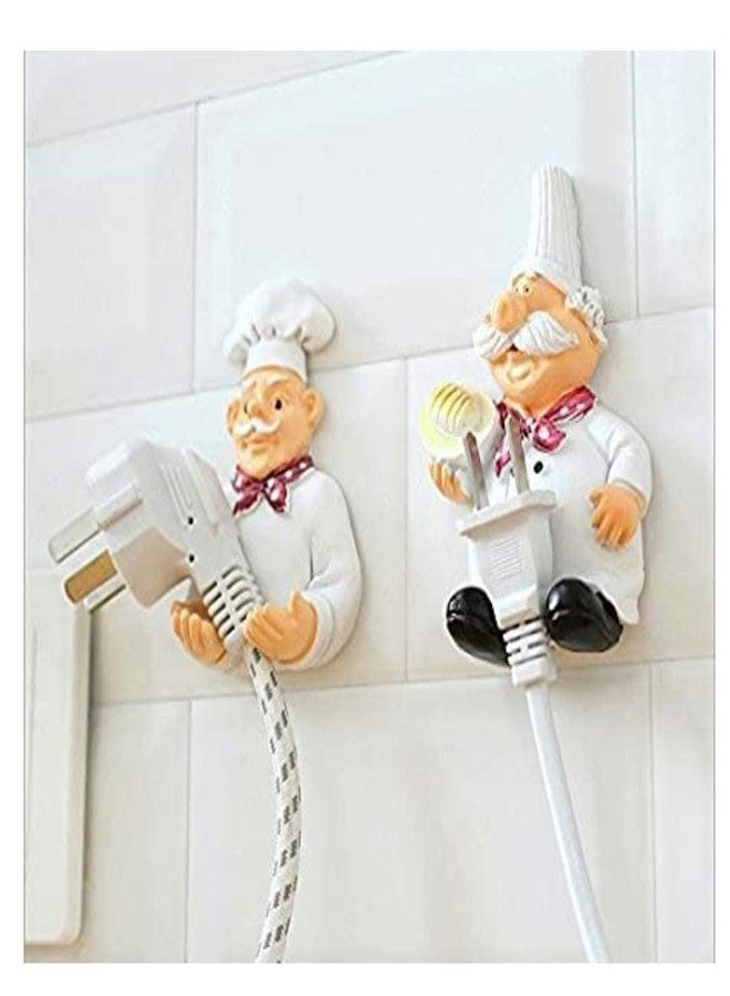 Ramashram Cook Fat Chef Mobile Power Plug Hook/Socket Holder Multicolor (Pack of 2), Resin (Use Strong Adhesive Tape to Stick The Holder on Wall) - Image 2