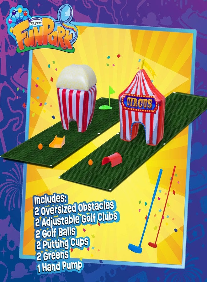 Flybar FunPark Inflatable Mini Golf Set - 13-Piece Course with Adjustable Clubs, Balls, Putting Cups, Green Mats and Themed Obstacles for Indoor or Outdoor Play, Active Game for Boys ANG Girls, Ages 6+ - Image 4