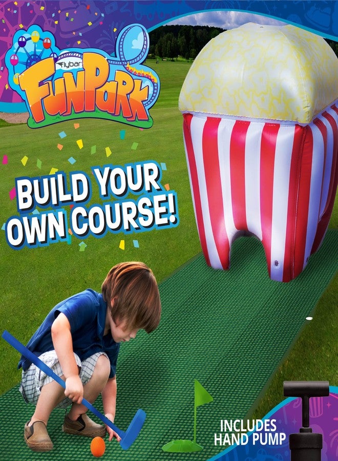 Flybar FunPark Inflatable Mini Golf Set - 13-Piece Course with Adjustable Clubs, Balls, Putting Cups, Green Mats and Themed Obstacles for Indoor or Outdoor Play, Active Game for Boys ANG Girls, Ages 6+ - Image 3