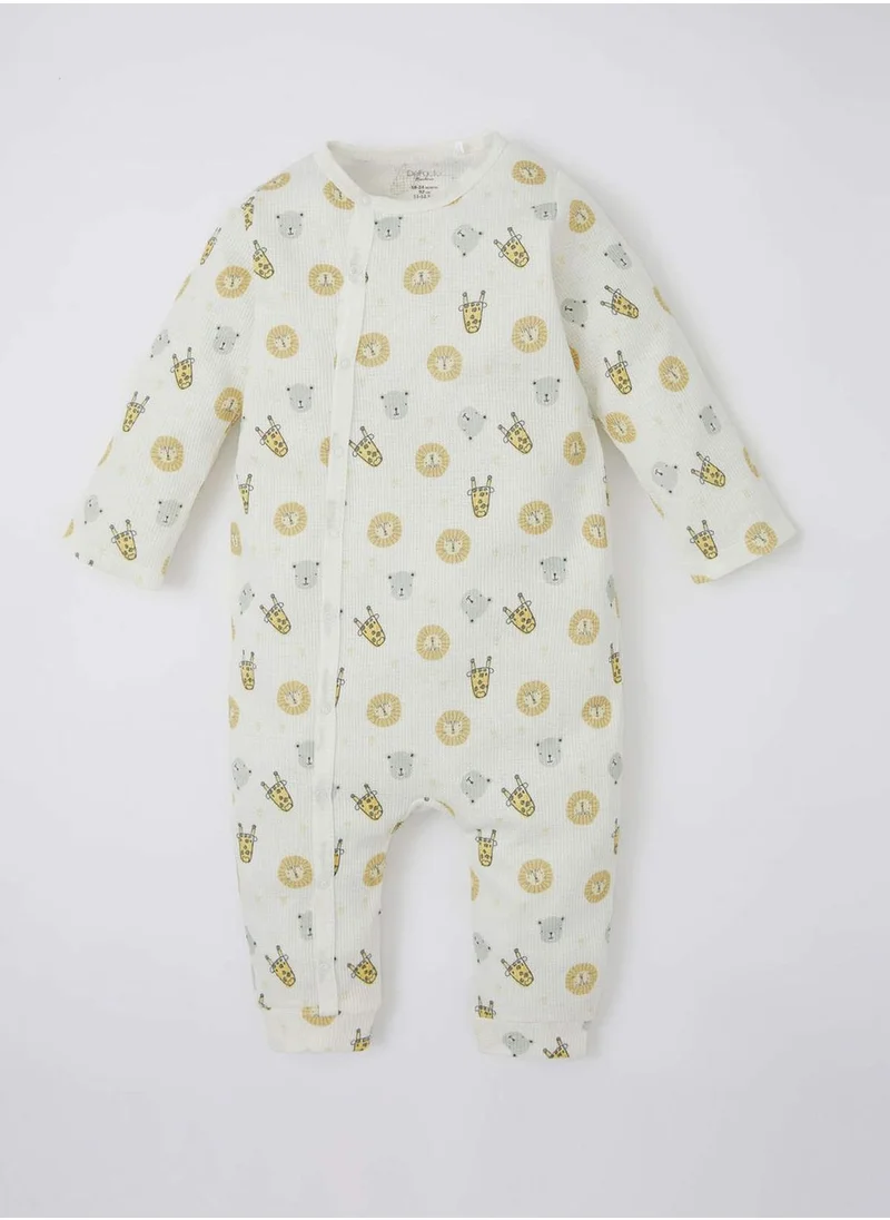 DeFacto Long Sleeve Animal Printed Newborn Sleepsuit