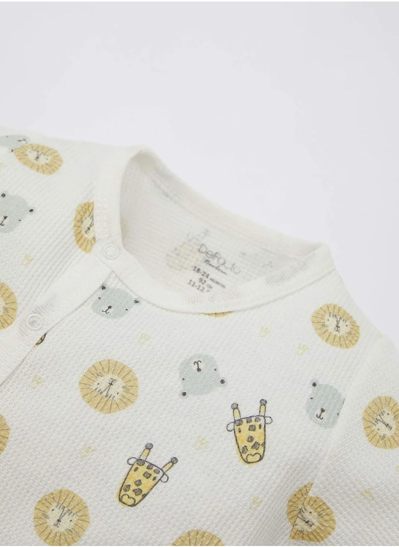 DeFacto Long Sleeve Animal Printed Newborn Sleepsuit