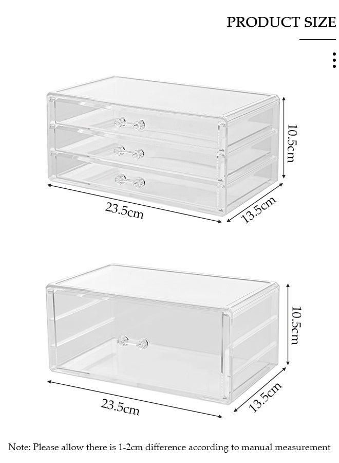 DUNISO 2-Pack Acrylic Large Clear Acrylic Cosmetic Makeup Storage Cube Organizer with 4 Drawers Makeup Holder Display Jewelry Storage Case for Cosmetics, Lipsticks, Jewelry, Nail Care, Skincare - Image 2