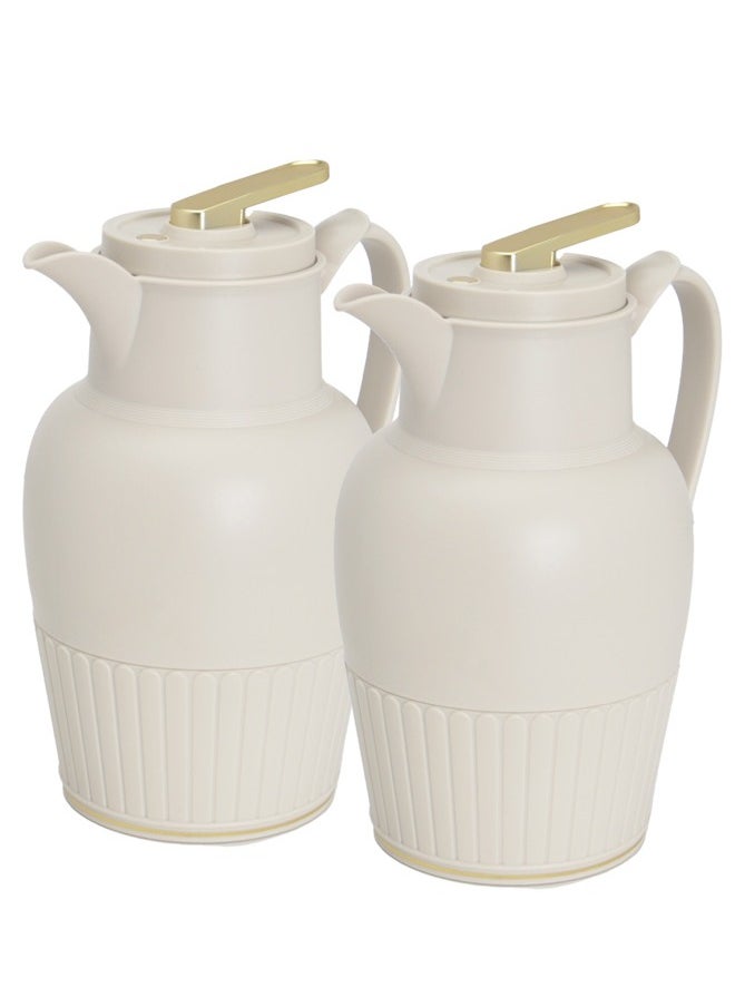Badraig 2-Piece Coffee And Tea Vacuum Flask Khaki/Gold1 Liter  - Image 2
