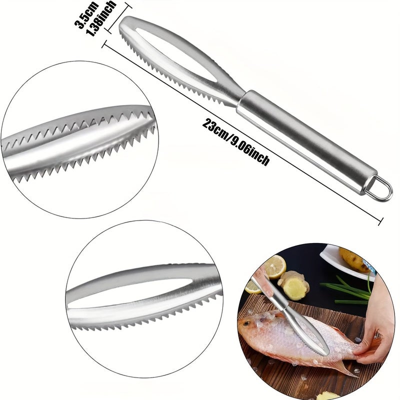 Stainless Steel Fish Scale Remover With Ergonomic Handle For Home Kitchen Use - Image 3