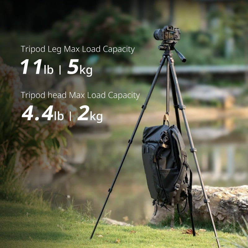 SMALLRIG حامل ثلاثي القوائم من الألمنيوم SmallRig AP-30، حامل سفر بارتفاع 67.7" مع مشبك هاتف وحقيبة حمل، حاملات ثلاثية القوائم محمولة مع أرجل قفل سريعة، للبث المباشر والفلوغ، أقصى حمولة 11 رطل - Image 3